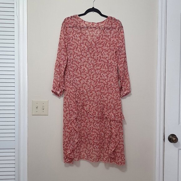Anthropologie Maeve Floral Orange Midi Dree - Picture 9 of 9